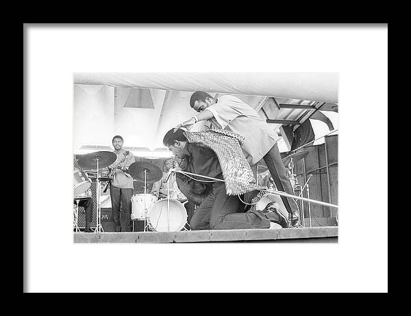 Singer Framed Print featuring the photograph James Brown At Newport Jazz Festival by Tom Copi