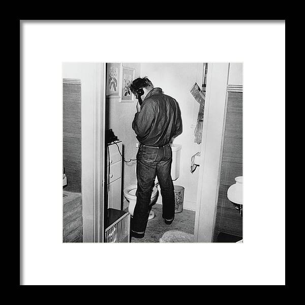 1954 Framed Print featuring the photograph James Dean In Restroom by Frank Worth