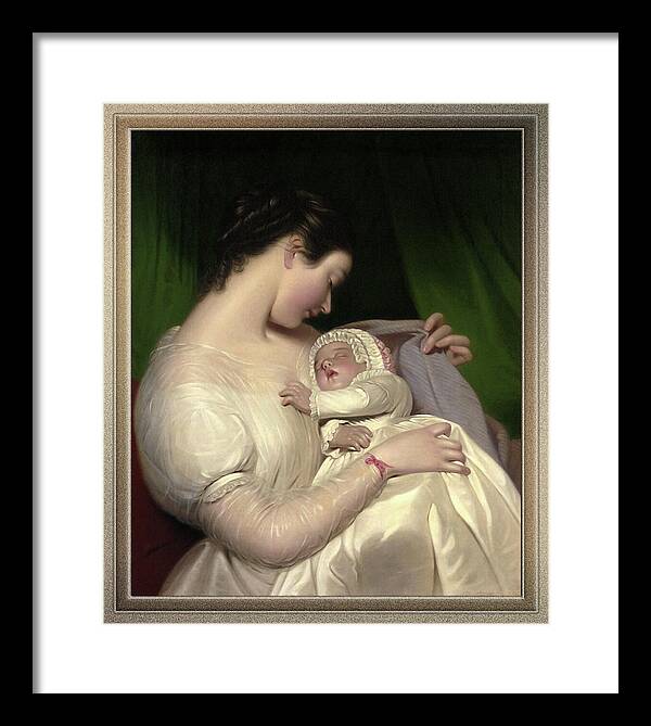 Elizabeth Sant Framed Print featuring the painting James Sant's Wife Elizabeth With Their Daughter Mary Edith by James Sant by Rolando Burbon