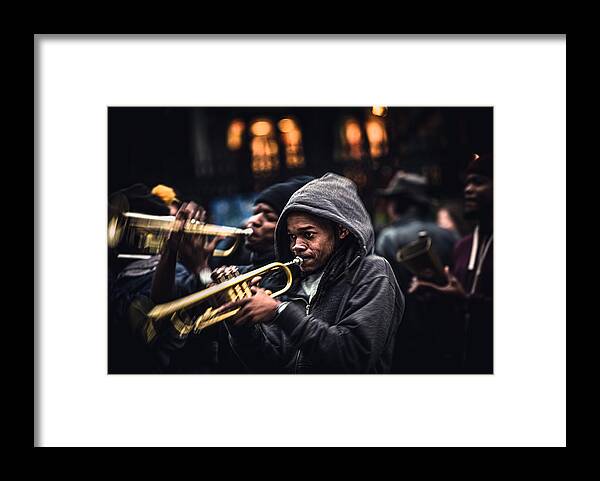  Framed Print featuring the photograph Jazz In The Street Of New Orleans' by Marco Tagliarino