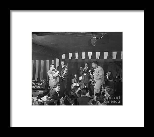 Piano Framed Print featuring the photograph Jazz Musicians Performing At Birdland by Bettmann