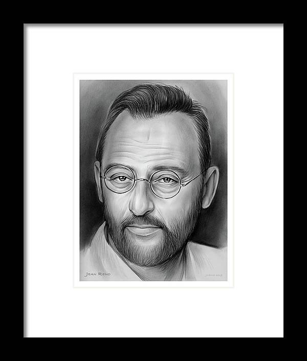 Jean Reno Framed Print featuring the drawing Jean Reno by Greg Joens