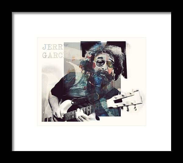 Jerry Garcia Framed Print featuring the mixed media Jerry Garcia - Retro by Paul Lovering