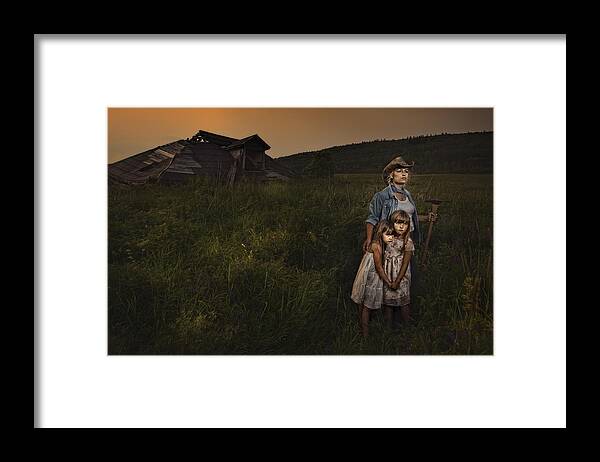 Portrait Framed Print featuring the photograph Jess And The Kids by Claude Brazeau