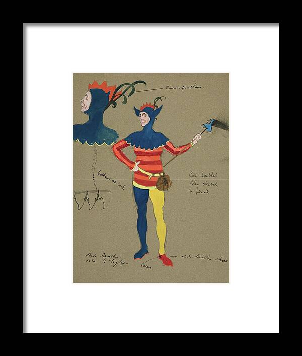 Jester, Costume Sketch For Henry Irvings Planned Framed Print by