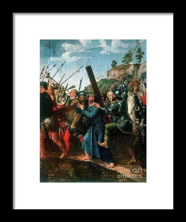 Punishment Framed Print featuring the drawing Jesus On The Road To Calvary, Late by Print Collector