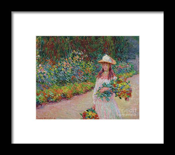 Jeune Fille Dans Le Jardin De Giverny Jigsaw Puzzle by Claude Monet - Pixels