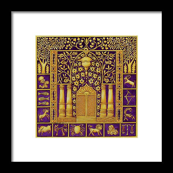 Jewish Year Ark Synagogue Framed Print featuring the painting Jewish Year Ark Synagogue by Andrea Strongwater