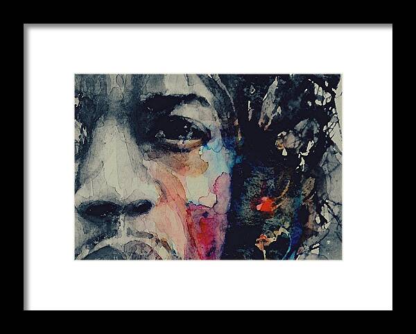 Jimi Hendrix Framed Print featuring the painting Jimi Hendrix - Somewhere A Queen Is weeping Somewhere A King Has No Wife by Paul Lovering
