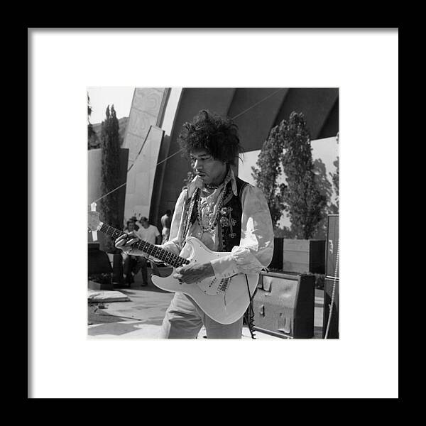 Music Framed Print featuring the photograph Jimi Hollywood Bowl Soundcheck by Michael Ochs Archives