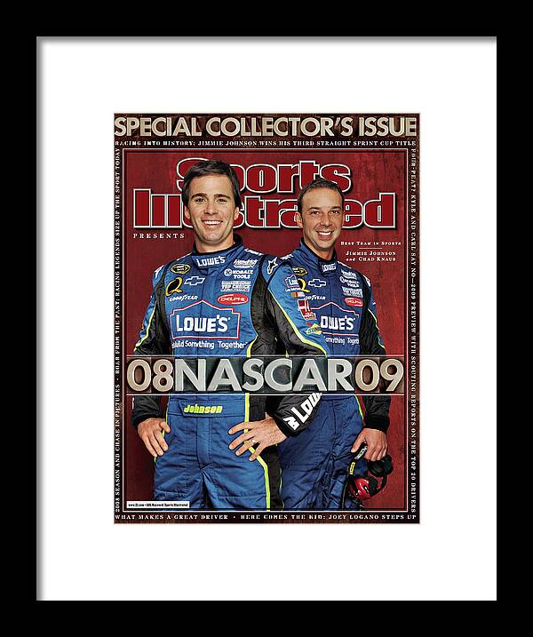 Land Vehicle Framed Print featuring the photograph Jimmie Johnson, 2008 Sprint Cup Champion Sports Illustrated Cover by Sports Illustrated