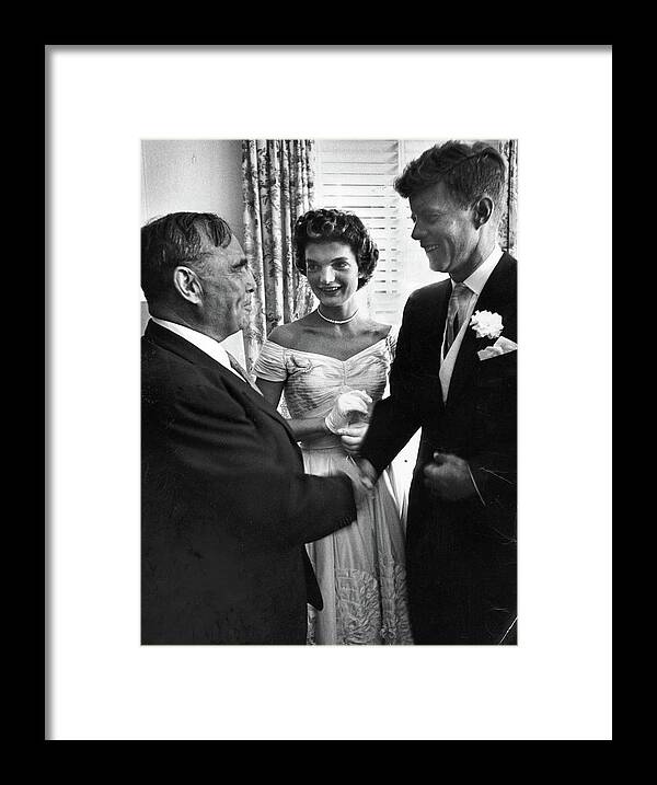 Archival Framed Print featuring the photograph John F. And Jacqueline Kennedy And Joseph W. Martin by Lisa Larsen