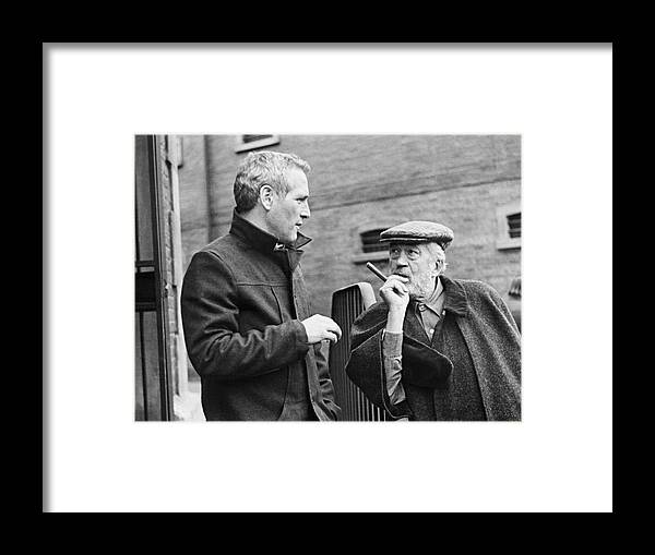 John Huston Framed Print featuring the photograph JOHN HUSTON and PAUL NEWMAN in THE MACKINTOSH MAN -1973-. by Album