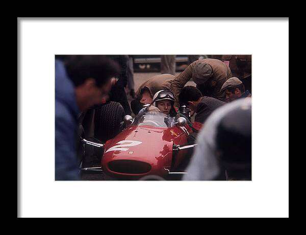Crash Helmet Framed Print featuring the photograph John Surtees In A Ferrari by Heritage Images