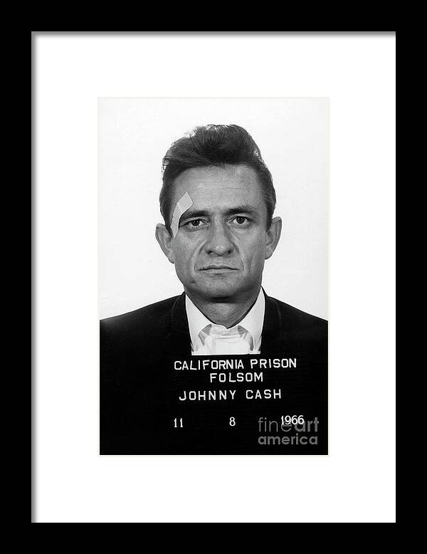 Johnny Cash Framed Print featuring the photograph Johnny Cash Mugshot No Border by Jon Neidert
