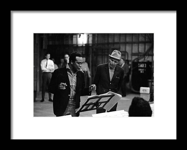Singer Framed Print featuring the photograph Jones & Sinatra In Studio by John Dominis