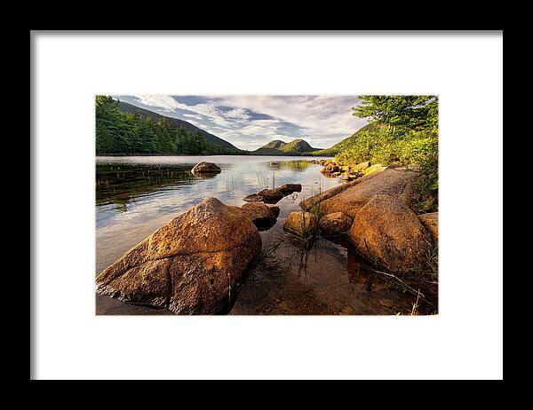 Scenics Framed Print featuring the photograph Jordan Pond Rocks by Www.cfwphotography.com