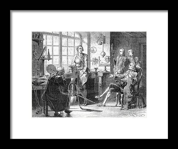 Event Framed Print featuring the drawing Joseph Black Visiting James Watt by Print Collector