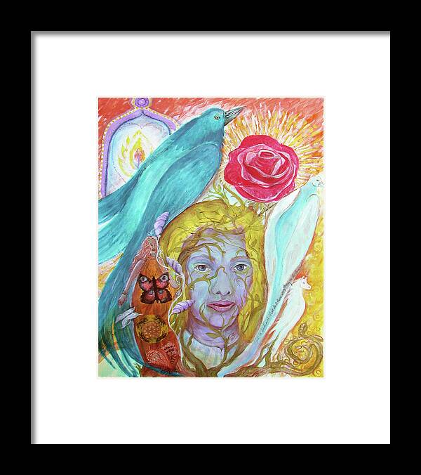 : Hiding Figure Framed Print featuring the painting Journey Into Visibility by Feather Redfox
