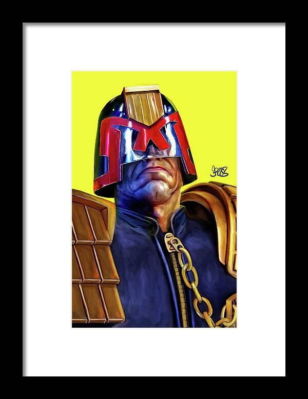 Mark Spears Framed Print featuring the mixed media Judge Dredd by Mark Spears