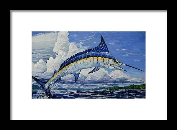 Marlin Framed Print featuring the painting Jumping Marlin by John Gibbs