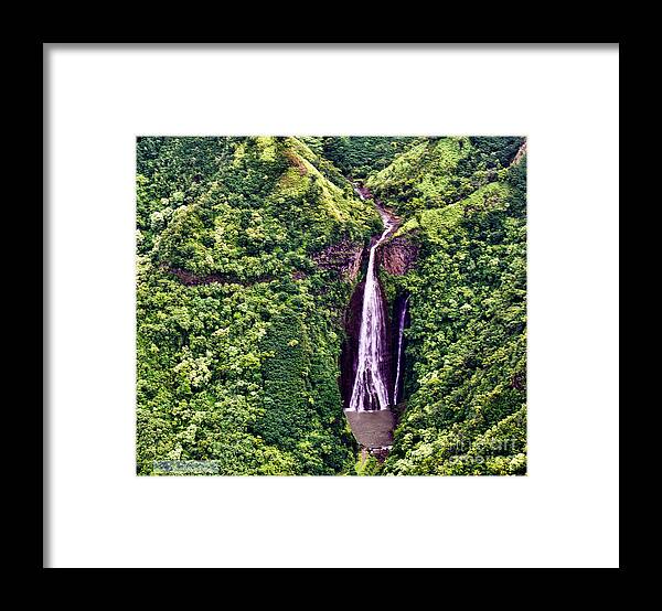 #gary #richards #garyfrichards #kauai #waterfall #island #archipelago #garden #gardenisle #tropical #rainforest #cliffs #napalicoast #napali #hollywood #waimea #canyon #waimeacanyon #nounou #trails #sleeping #giant #mountain #sleepinggiantmountain #ridge #hiking #manawaiopuna #jurassicparkfalls Framed Print featuring the photograph Jurassic Park Waterfall by Gary F Richards