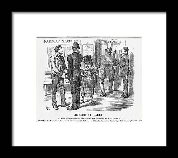 Engraving Framed Print featuring the drawing Justice At Fault, 1887. Artist Joseph by Print Collector