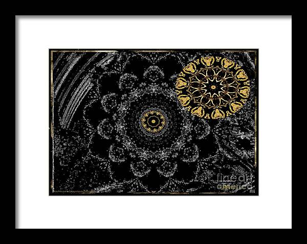 Moon Framed Print featuring the digital art Kaleidoscope Moon for Children Gone Too Soon Number 2 - Faces and Flowers by Aberjhani