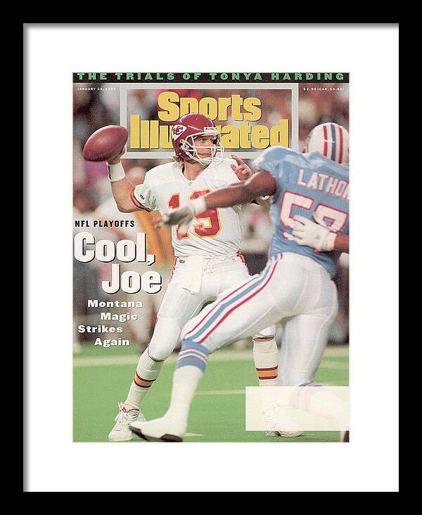 Playoffs Framed Print featuring the photograph Kansas City Chiefs Qb Joe Montana, 1994 Afc Championship Sports Illustrated Cover by Sports Illustrated