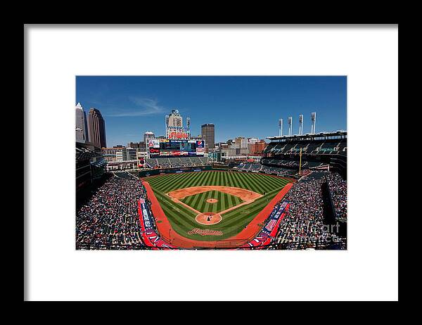 American League Baseball Framed Print featuring the photograph Kansas City Royals V Cleveland Indians by Joe Robbins