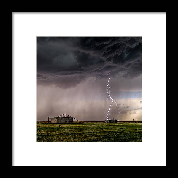 Kansas
Lightning
Thunderstorm
Stormscape
Landscape
Farmland
Longexposure Framed Print featuring the photograph Kansas Power And Lightning by Rob Darby