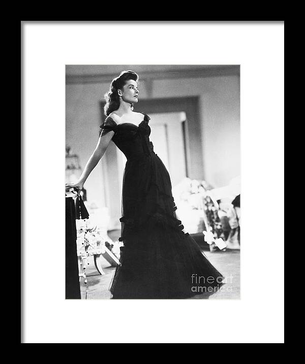 Katharine Hepburn Framed Print featuring the photograph Katharine Hepburn In A Black Dress by Bettmann