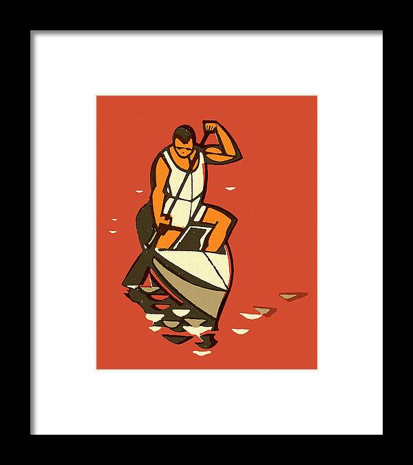 Action Framed Print featuring the drawing Kayak by CSA Images