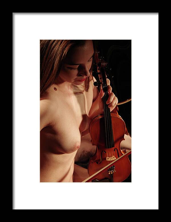 Nude Music Violin Framed Print featuring the photograph Kazt0944 by Henry Butz