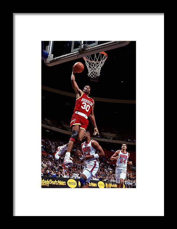 Nba Pro Basketball Framed Print featuring the photograph Kenny Smith Action Portrait by Jon Soohoo