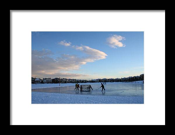 Goal Framed Print featuring the photograph Kids Hockey Game by Imaginegolf