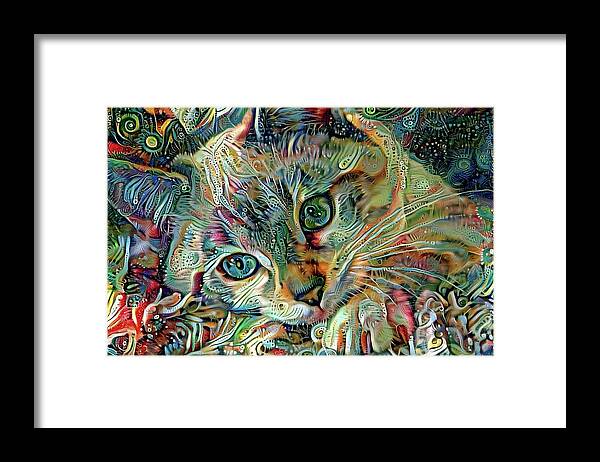 Siamese Framed Print featuring the digital art Kiki the Siamese Kitten by Peggy Collins