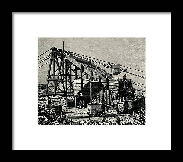Working Framed Print featuring the drawing Kimbereley Diamond Mine Apparatus by Print Collector