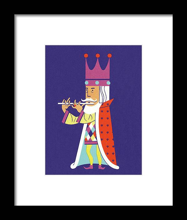 Adult Framed Print featuring the drawing King Playing Flute by CSA Images