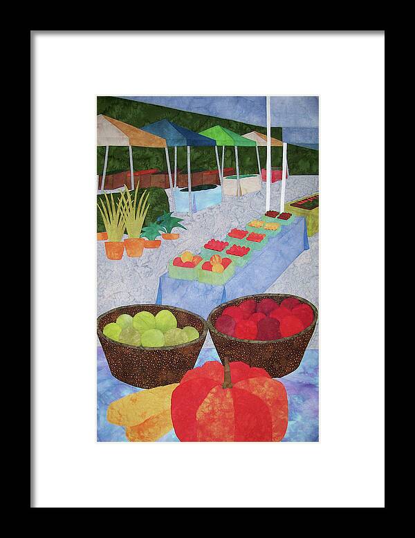 Farmers Market Framed Print featuring the tapestry - textile Kings Yard Farmers Market by Pam Geisel