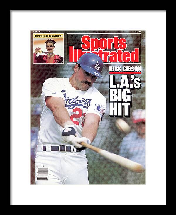 Magazine Cover Framed Print featuring the photograph Kirk Gibson Las Big Hit Sports Illustrated Cover by Sports Illustrated
