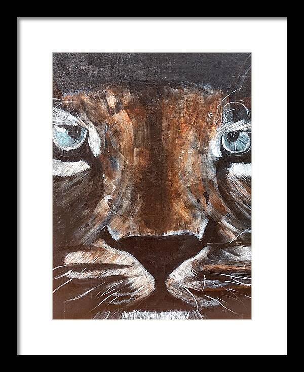 Tiger Framed Print featuring the painting Kitty by April Clay