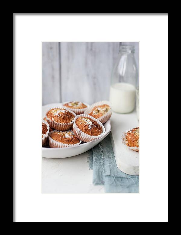 Milk Framed Print featuring the photograph Kiwi Coconut Muffins And Milk by Sarka Babicka