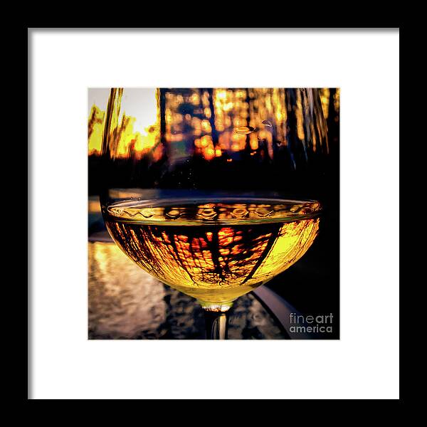 Wine Framed Print featuring the photograph Sunset in a glass by Atousa Raissyan