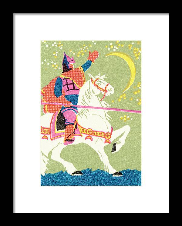 Animal Framed Print featuring the drawing Knight on a white horse by CSA Images