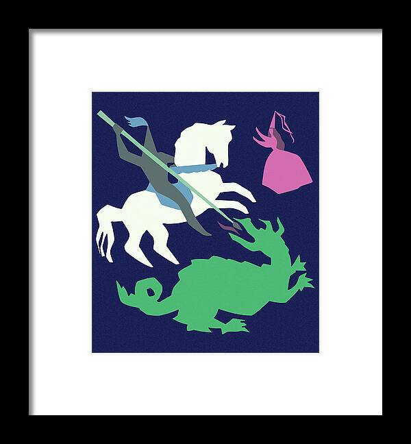 Animal Framed Print featuring the drawing Knight on Horseback Slaying a Dragon by CSA Images
