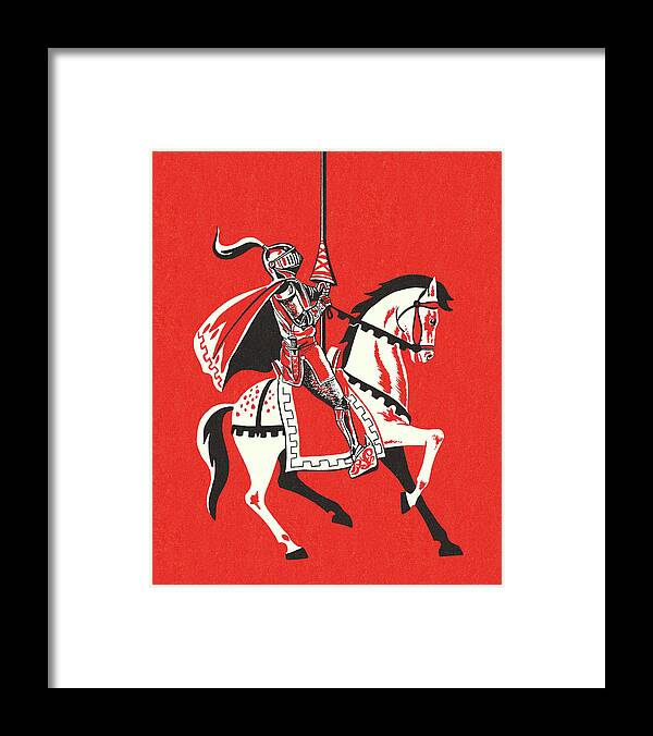 Animal Framed Print featuring the drawing Knight Riding a Horse by CSA Images