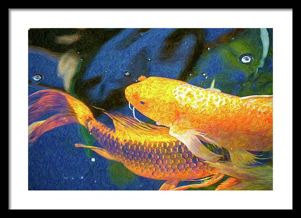 Free Love Framed Print featuring the digital art Koi Pond Fish - Free Love - by Omaste Witkowski by Omaste Witkowski
