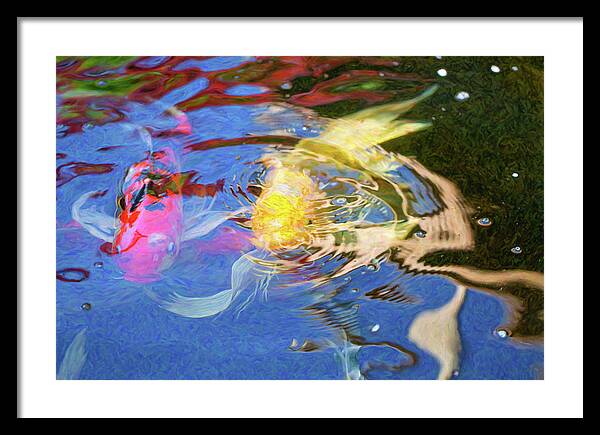 Swirling Emotions Framed Print featuring the digital art Koi Pond Fish - Swirling Emotions - by Omaste Witkowski by Omaste Witkowski