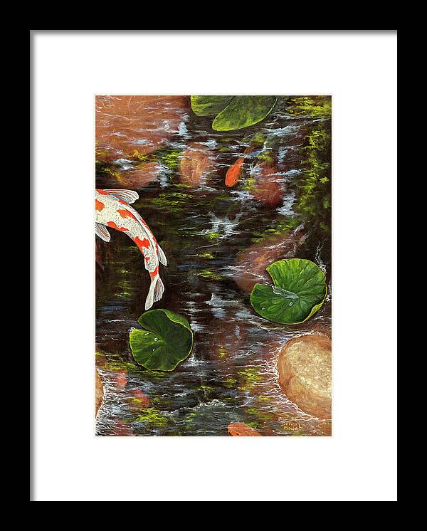 Fish Framed Print featuring the painting Koi Pond Right Side by Darice Machel McGuire